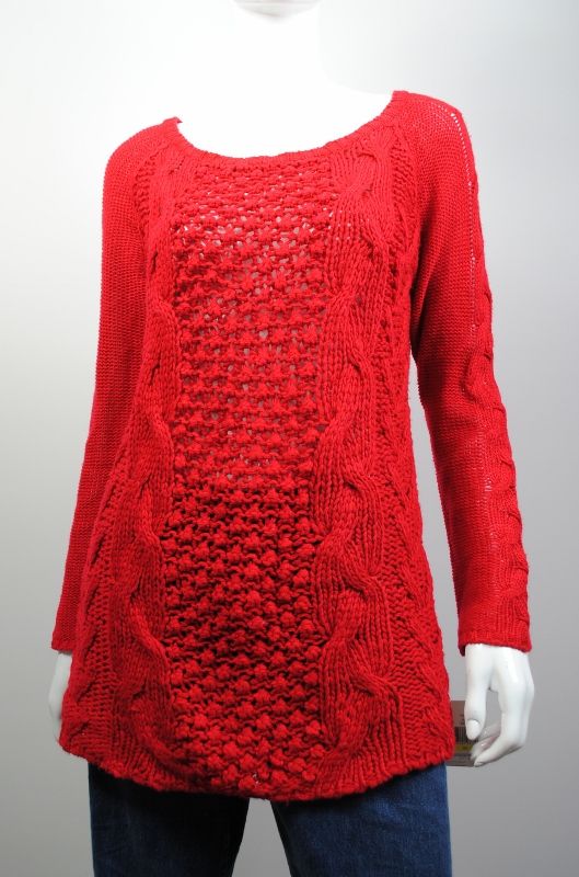 W1194 VT02 NEW WOMENS CREW NECK RED FEVER SWEATER M  