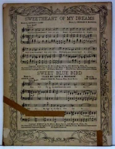 This Sheet Music is in fair condition with some obvious repairs to the 