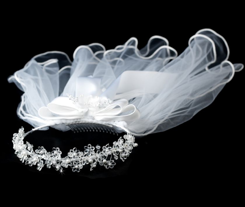 Flower Girl Communion Veil   Lovely Tiara Head Veil  