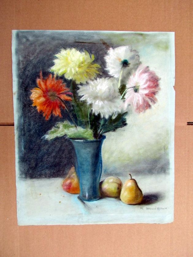   Bennett Brown Pastel Floral Still Life, Massachusetts Artist  