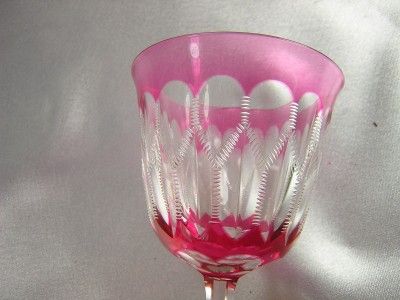   DORFLINGER? VAL ST LAMBERT? 2 TONED CRANBERRY ROSE CASED WINE GLASSES