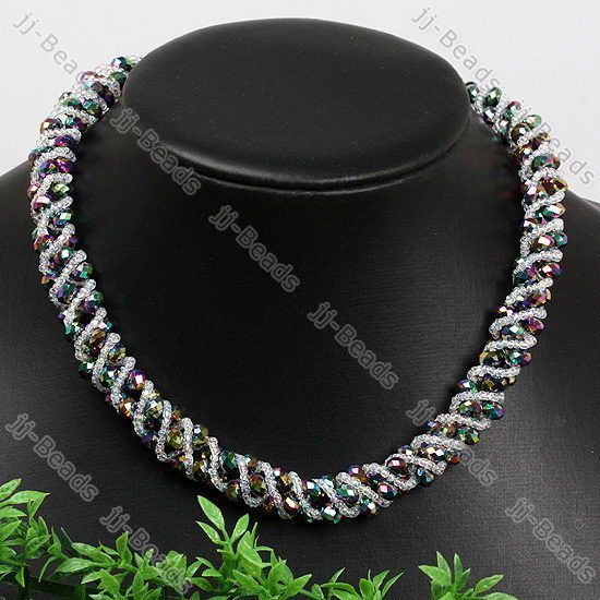 Mix Color Crystal Glass Faceted Necklace Bracelet 6x4mm  