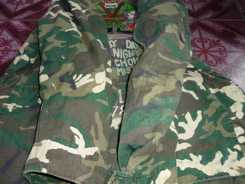 POST VIETNAM WAR M65 RIP STOP CAMO FIELD JACKET EMBROIDERED USMC SIZE 