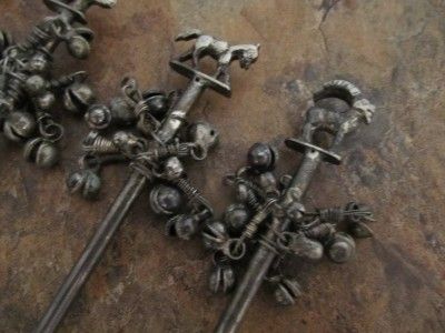   Metal ANIMAL Shish Kabob Skewers Bells Dangling Camel Rhino Ram  