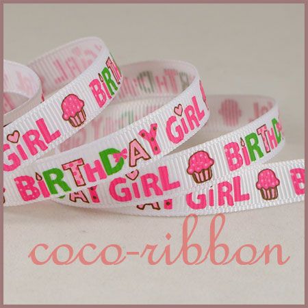 10Y Birthday Girl Party Cupcake Grosgrain Ribbon UPick 3/8 7/8 