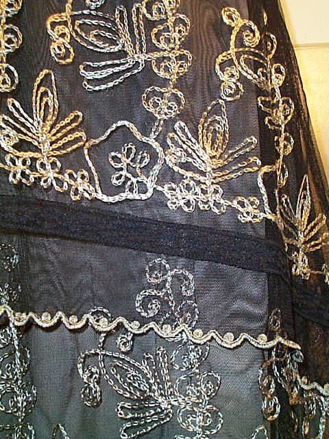 Nataya TITANIC Black Embroidered Dress 2X  