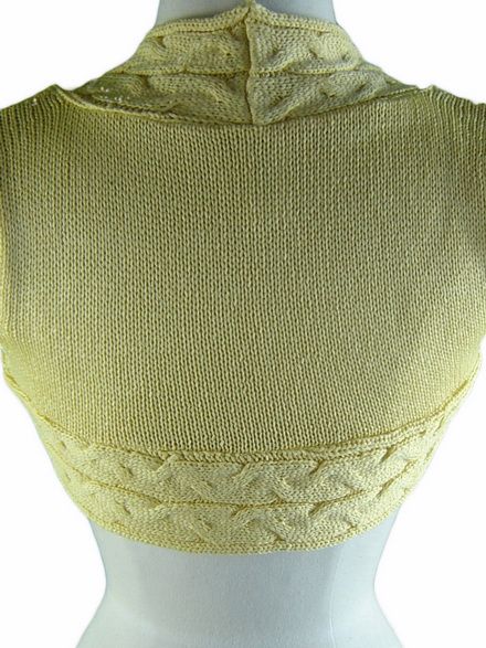 Vtg 50s Inspired YELLOW Cable Knit PINUP BOLERO SHRUG  