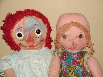 VTG Old Timey Raggedy Ann & Holly Hobbie Dolls  