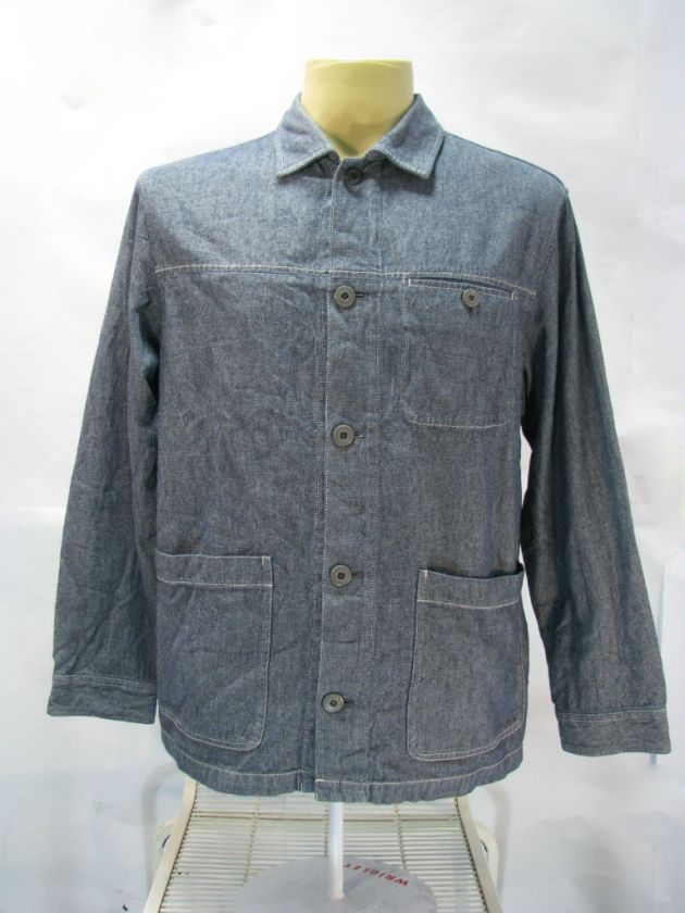 VTG Uniqlo Blue Denim Work Wear Engineer Shirt Jacket  