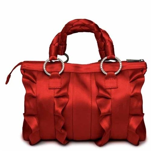 Harveys Seatbelt Bag Lola Ruffle Satchel Purse Red NWT  