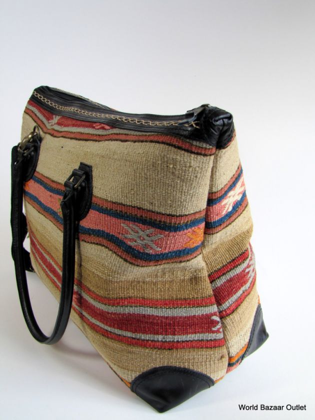 Kilim handbag with Leather handmade in Turkey #19597  