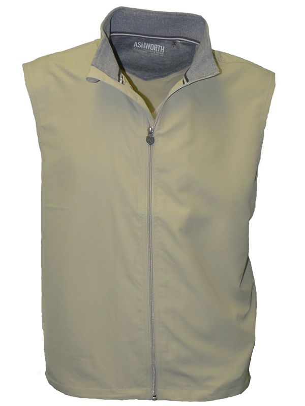 Ashworth Mens Golf Sleeveless Wind Jacket L  AM5268CLAY  