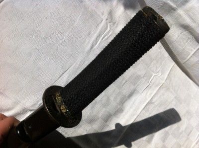   antique late 19th century Japanese short Katana sword.Ornamented tsuba