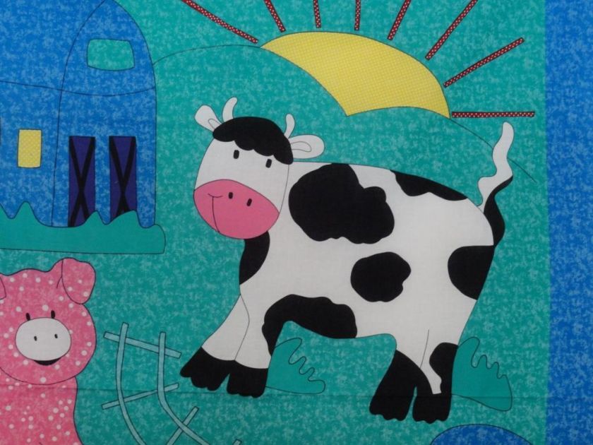 New Farm Animal Fabric Panel Sheep Cow Pig Baby Nursery  