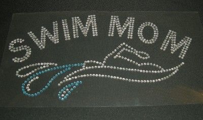 Swim Mom Rhinestone Iron On Transfer Bling  