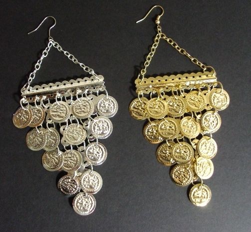 BELLY DANCE EGYPTIAN METAL COIN EARRING EARRINGS JEWELRY GYPSY 