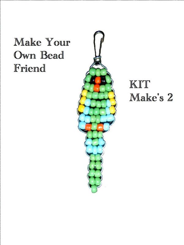 KIT Beaded Key Chain or Zipper Pull Animal Parrot Bead  