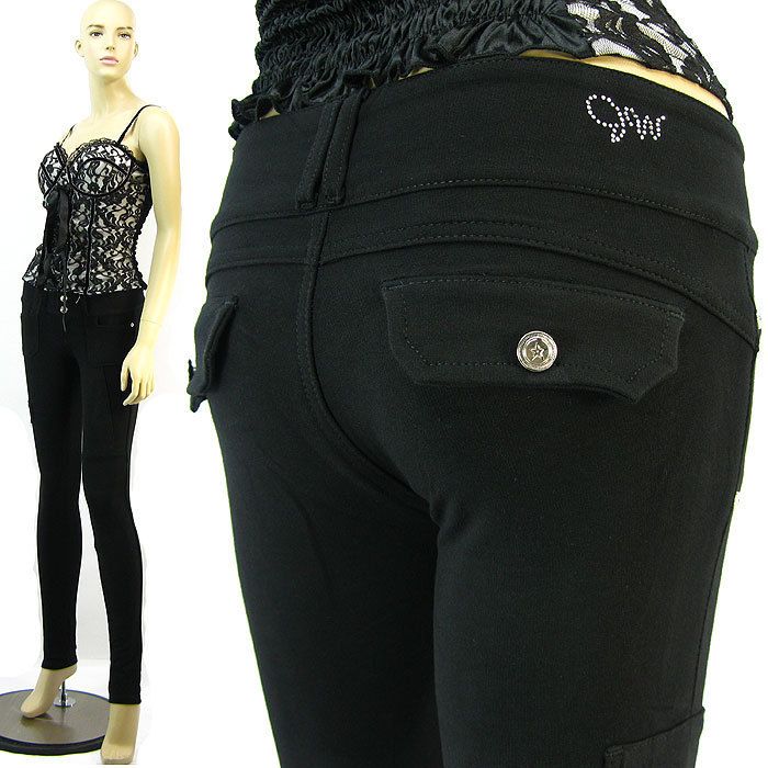   Skinny Jeans Topstitched Brazilian Style Pants Stretch Jeans Blacks