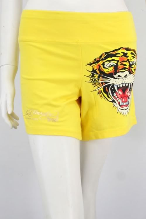 Brand New Ed Hardy Sports Shorts Tiger Yellow Women  