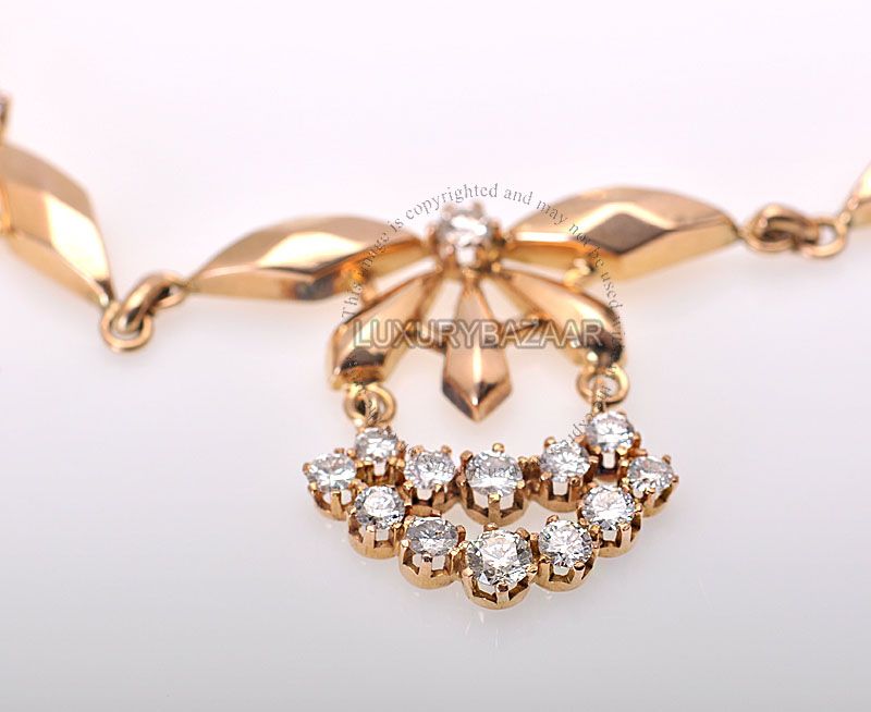 Estate 18K Rose Gold Diamond 1940 Necklace  