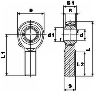 One Male Rod End 12mm POS12 Right HandvxbBall Bearing