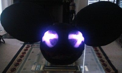 Custom Deadmau5 Head with Red Teeth Glowing Rave Costume  