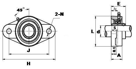   Bearing UCFL208 + 2 Bolts Flanged Cast HousingvxbBall Bearings