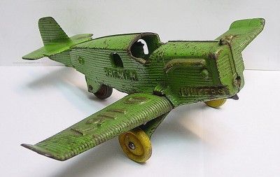 HUBLEY Bremen Junkers D1167 Airplane in Green   Cast Iron   10 Wing 