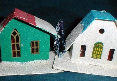 VINTAGE XMAS VILLAGE PUTZ PAPER HOUSESJAPAN  