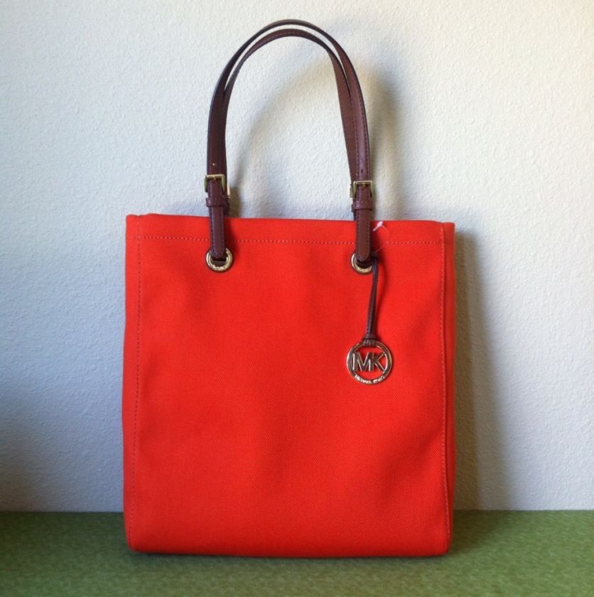 Michael Kors Items Canvas Tote Tangerine w/Gold Hardware MK Medallion 