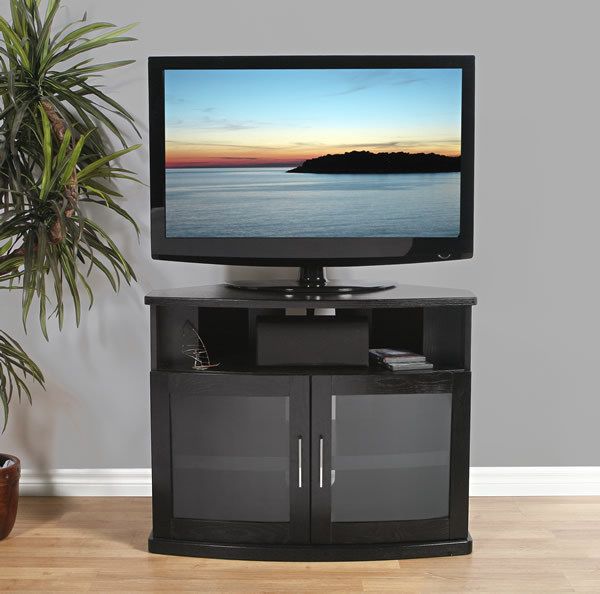   NEWPORT40B, Newport Series 40 Corner Wood Tv Stand, Black F  