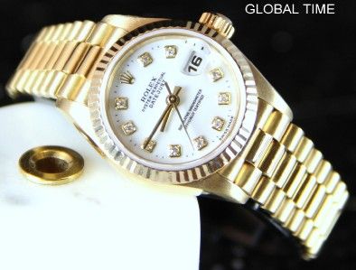   18K YG President FACTORY WHITE DIAMOND DIAL SUPER TIGHT BAND  