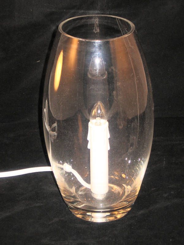 Hand Blown Glass Vase Electric Candle Up Light w Sea Shells NEW   FREE 