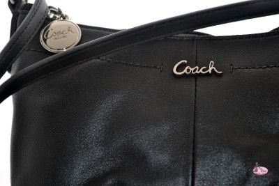 COACH BLACK LEATHER CROSS BODY SWING PACK HOBO PURSE SHOULDER BAG NWT 