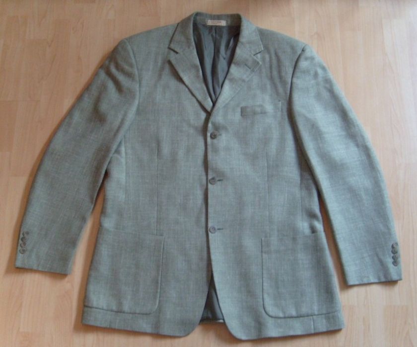 Mens 44L JOHN W  3 Button Sport Coat Blazer Lt Green Silk 