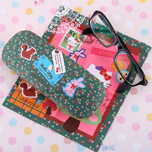 SANRIO HELLO KITTY EYE GLASSES SUNGLASSES CASE W CLOTH  