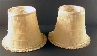   Pair ANTIQUE FRENCH SILK Boudoir/BEDROOM LAMPSHADES Millinery RIBBON