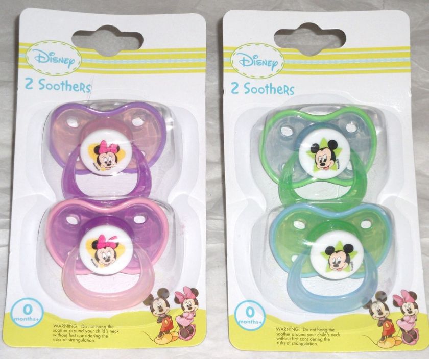   MICKEY MINNIE 2 PK NEW STYLE SOOTHERS BIRTH+ NEW BPA FREE  