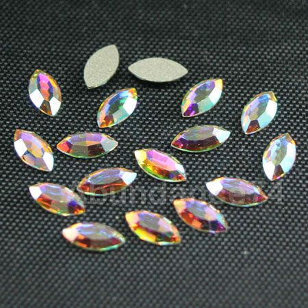 Swarovski Crystal 8mm 2200 Navette Flat back NoHF Clear AB  