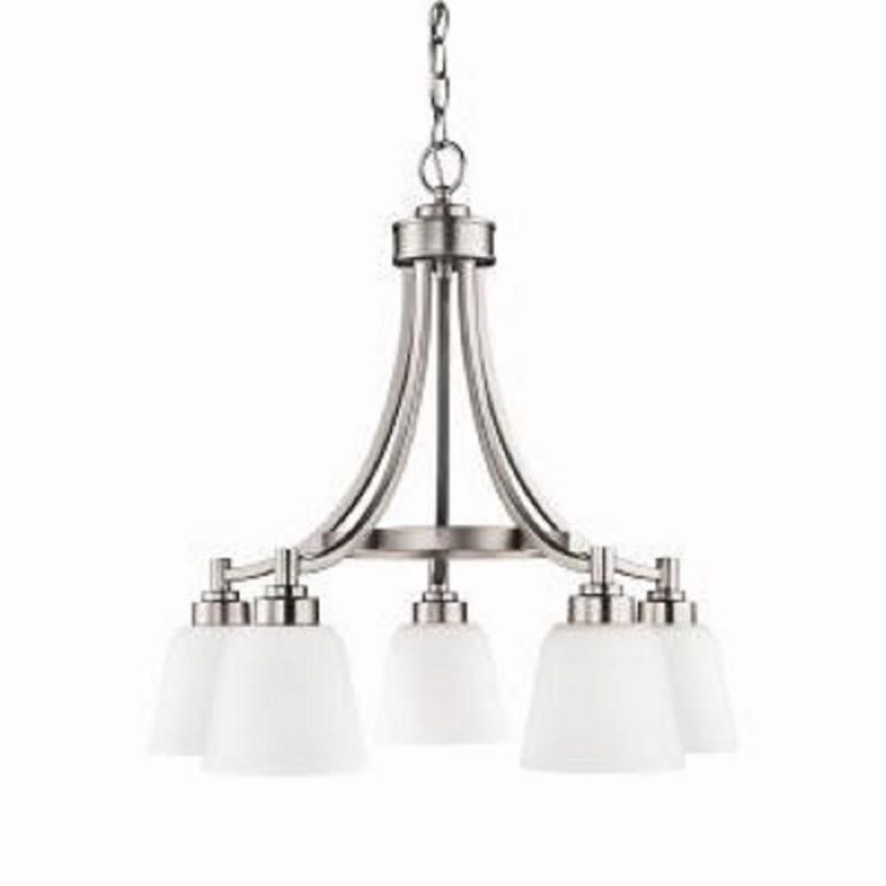 KICHLER 5 LIGHT BRUSHED NICKEL W/GLASS CHANDELIER*NIB*  