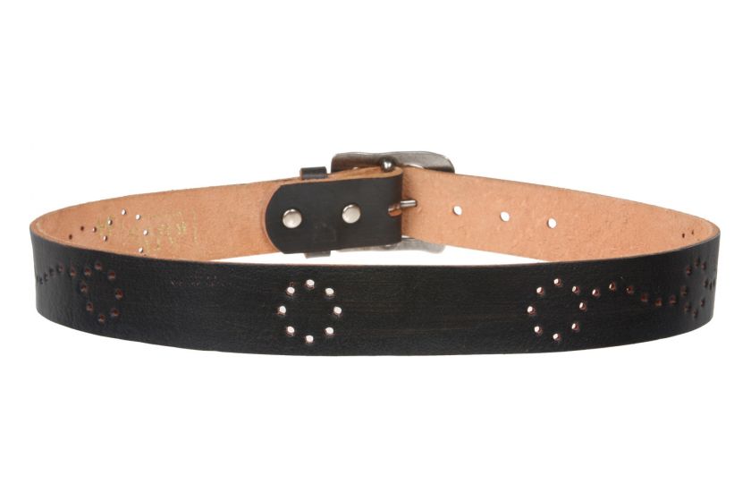 Snap On 1 1/2 Soft Hand Genuine Leather Perforated Detail Belt  