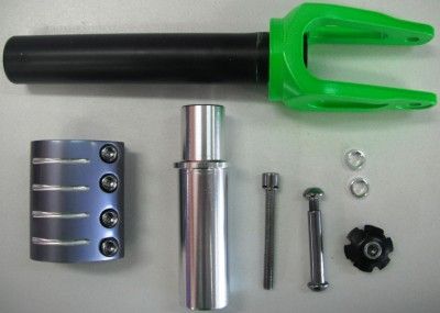 BulletProof Scooter Alloy Fork KIT Steel Steerer GREEN  