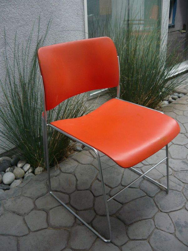 Vintage ORANGE DAVID ROWLAND 40/4 Chair Mid Century Mod  