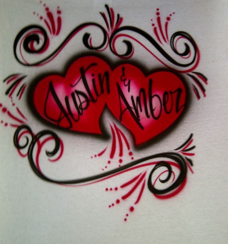 Personlized w/ Couples Name Airbrush sz S M L XL Shirt  