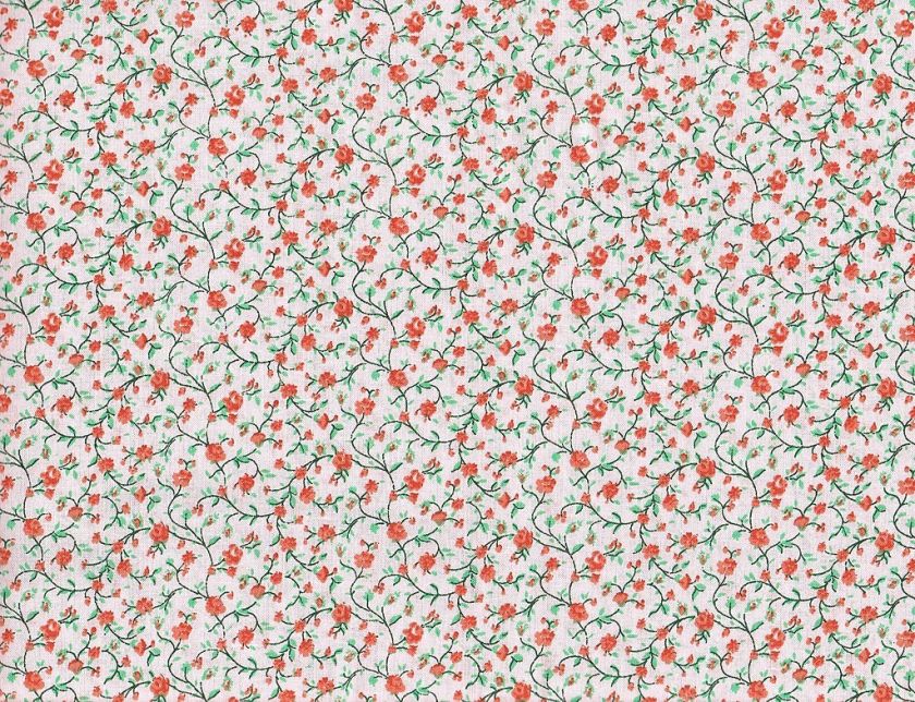 Quilt Quilting Fabric Calico Print Vine Floral Orange Cream Green 