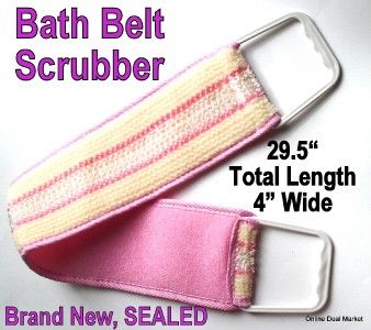 SHOWER & BATH BELT w/ Handle Back Cleaning Exfoliating Scrubber Scrub 