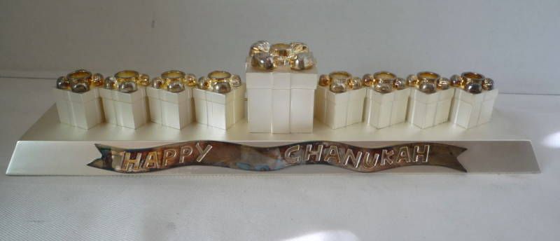 HAPPY CHANUKAH SILVERPLATE MENORAH BY GODINGER  