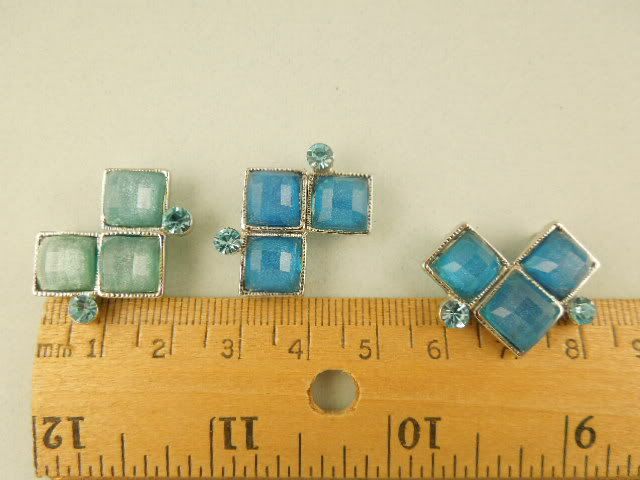 Hole Beads #6 Chevrons Aqua Lucite Facets & Aqua SwarovskiCrystal 