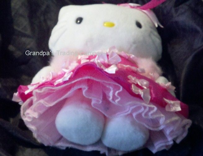 HELLO KITTY Pink Dress Bows Plush Boa SanRio Crinolines  