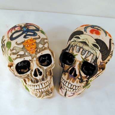 NEW PAINTED CERAMIC SKULL scull head skelaton skulls  